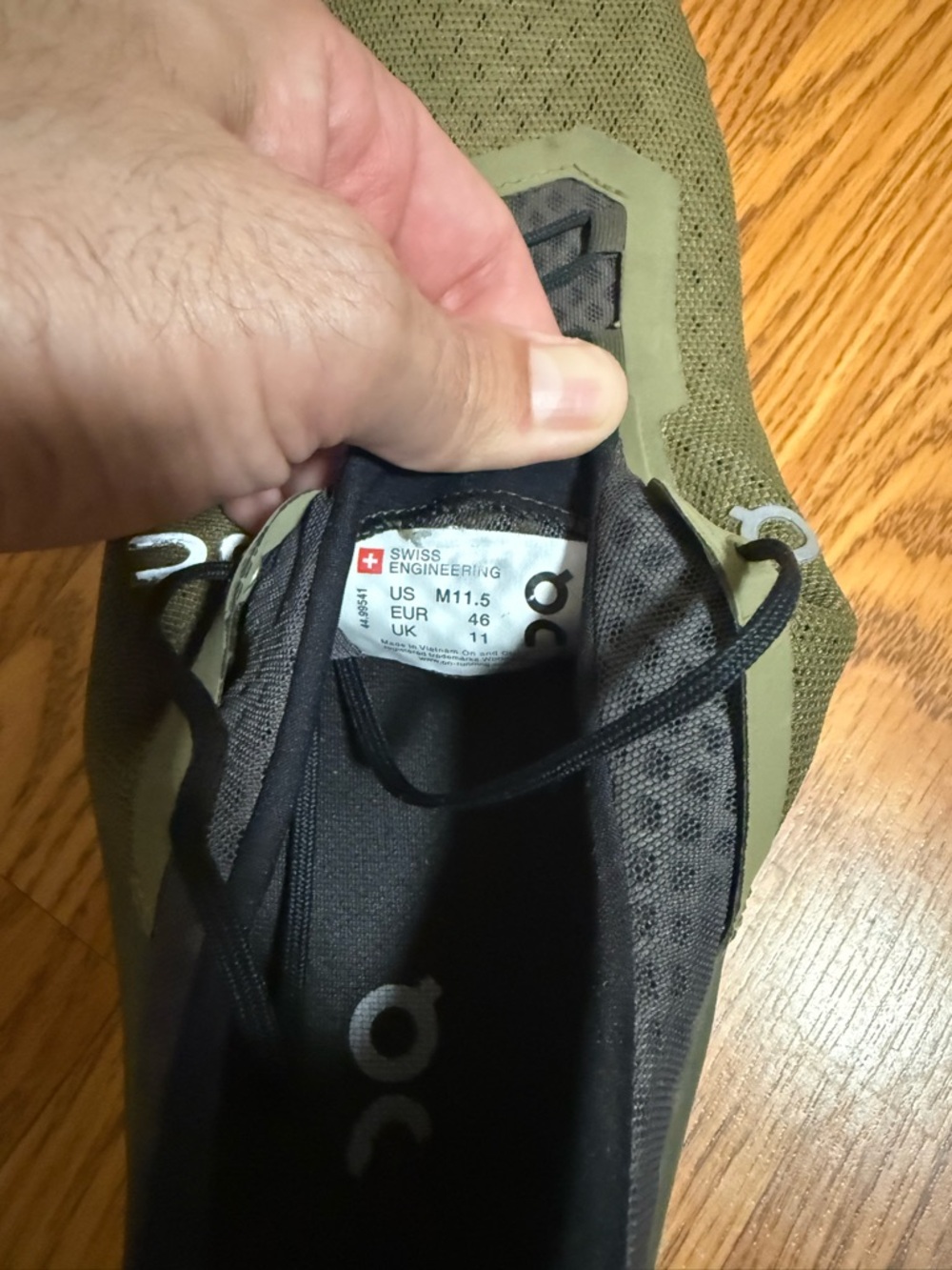 On Running Men's Olive Green Trail Running Sneakers - Picture 5 of 7